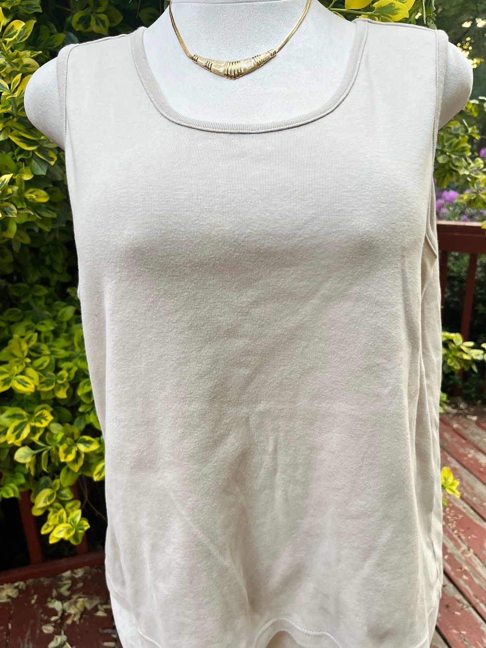 Studio Works Woman 2X Beige Cotton Sleeveless Tank Top Plus Size